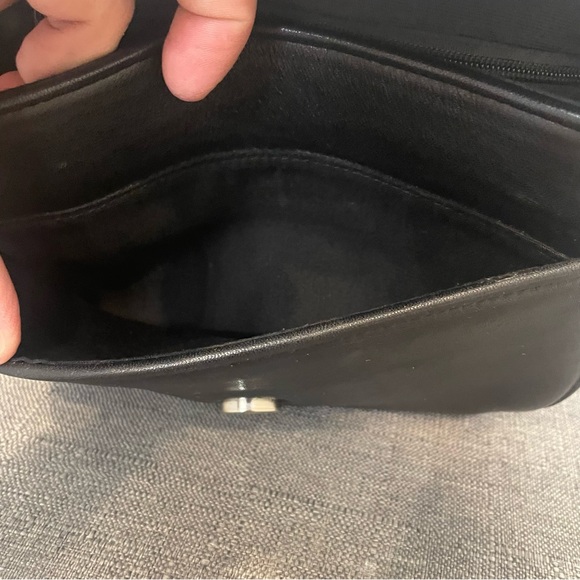 BRIGHTON Brown Croc Embossed and Black Leather Small Flap Crossbody - Picture 9 of 11